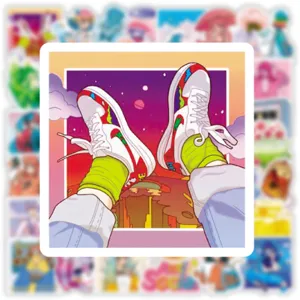 Adesivo colorato con illustrazione di sneaker graffiti per laptop bottiglia d'acqua decalcomania