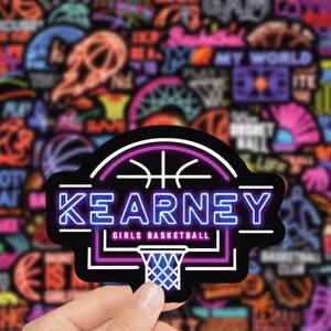 Waterproof neon basketball sticker Kearney girls basketball decal for laptop luggage skateboard