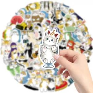 50 Pcs cute cat stickers waterproof vinyl decals for laptop water bottle and luggage