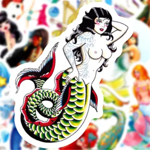 Joli sticker sirène graffiti étanche en vinyle pour ordinateur portable gourde casque