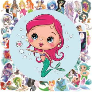 50 pièces mignons autocollants sirène graffiti étanches pour ordinateur portable et vélo