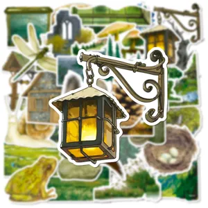 Vintage pastoral art decorative stickers large size for journaling, scrapbooking, and notebooks.