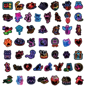50pcs cute neon cat stickers waterproof graffiti decals for laptop ipad water bottle