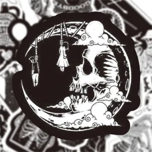Autocollants graffiti horreur noir et blanc, stickers en vinyle imperméables pour ordinateur.