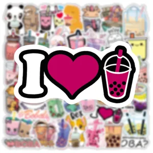 50 Pcs Cute Bubble Tea Graffiti Stickers Waterproof Vinyl Decals for Laptop Water Bottle