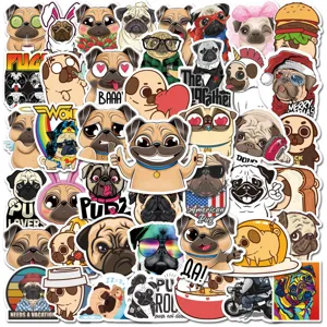 Cute pug graffiti stickers waterproof vinyl decal pack for laptop water bottle skateboard