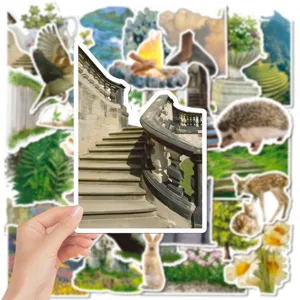 Grand ensemble d'autocollants étanches forêt château animal pour le bricolage et journal.