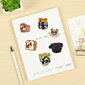 Cute pug stickers aesthetic vinyl waterproof decals for laptop water bottle skateboard kids