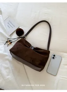 Borsa a tracolla in camoscio marrone donna autunno borsa con fiocco elegante borsa sottobraccio