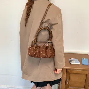Bolso de hombro cruzado con lunares fruncidos estilo coreano bolso casual de moda