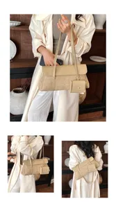 French retro chic shoulder bag for women, elegant underarm bag with small pouch detail for daily.