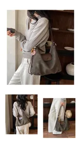 Vintage γυναικεία τσάντα ώμου ρετρό hobo shopper τσάντα χιαστί με κρεμαστό