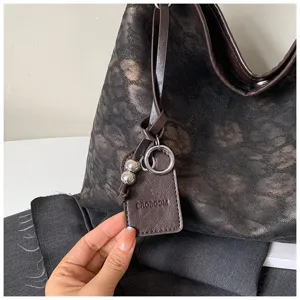 Dames vintage luipaardprint schoudertas stijlvolle grote capaciteit tas detail