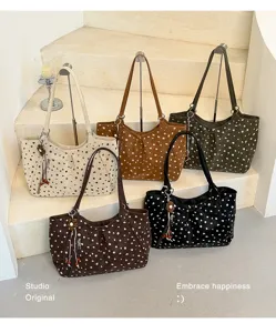 Bolso de hombro de lunares gran capacidad tote bolso de axila informal para mujer moda