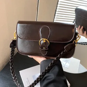 Hochwertige Unterarm-Quadratische Tasche für Damen Mode PU Leder Schultertasche Vintage Umhängetasche Vielseitige Pendler Handtasche
