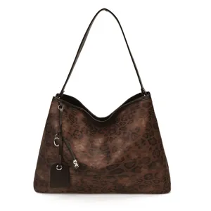 Dames schoudertas met luipaardprint grote capaciteit retro chique handtas nieuw.