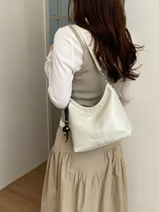 Minimalist solid color casual shoulder hobo bag for women stylish autumn daily use