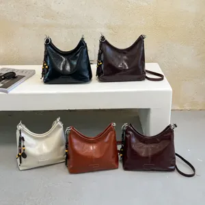 Stylish minimalist women shoulder bag fashion casual dumpling bag PU leather autumn handbag