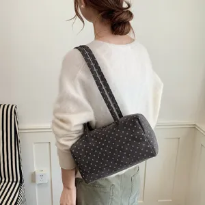 Sac Boston à pois blancs pour femme sac à bandoulière décontracté élégant nouveauté automne