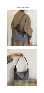 Casual slouchy hobo shoulder bag, stylish retro large commuter tote for women.