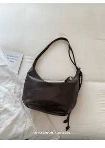 Dark brown hobo shoulder bag retro style casual PU leather crossbody bag chic daily purse