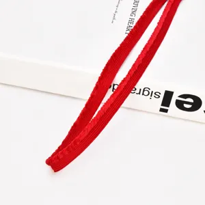 Red faux shearling ribbon trim 1cm wide for DIY hair accessories and garment decoration