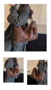 Retro minimalist casual shoulder bag, stylish leopard print underarm bag, large capacity tote.