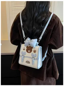 Leuke strik rugzak kleine schooltas casual dagrugzak voor dames en jonge meisjes.