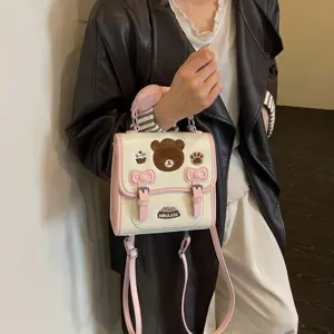 Leuke kleine lederen mini rugzak voor dames met strik, stijlvolle dagelijkse casual tas.