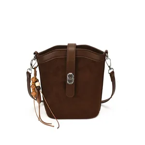 Borsa a secchiello retro da donna borsa a tracolla elegante borsa autunnale chic