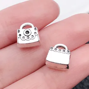 Silver alloy handbag shape large hole bead charm for DIY bracelet jewelry making accessories detail