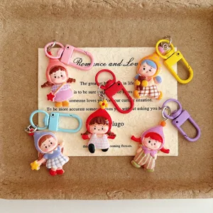 Cute cartoon girl keychain resin bag pendant student backpack accessory lovely gift style