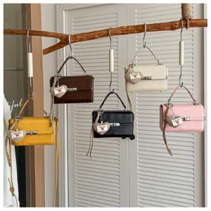 Women stylish solid color shoulder handbag crossbody square bag with cute heart pendant