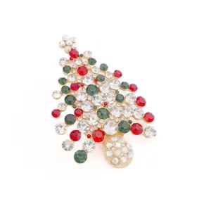 Christmas tree rhinestone brooch pin crystal holiday fashion decor accessory main