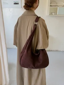 Vintage Dames Tote Tas Met Grote Capaciteit Mat Suède Slouchy Hobo Schoudertas Mode Herfst Winter Handtas