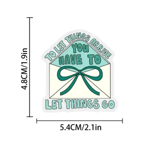 Inspirational English PET sticker with envelope and bow design, creative stationery item.