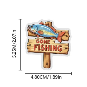 Nahaufnahme des Cartoon-Angelschild-wasserdichten PET-Aufklebers für Handys und Tassen.