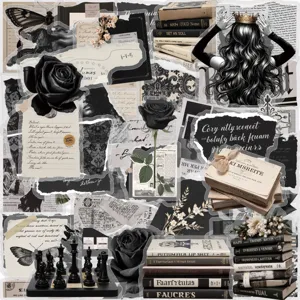 Schwarz Retro Gotisch Aufkleber Wasserdicht Vinyl Abziehbilder Für Tagebuch Scrapbook Gitarre Laptop Koffer DIY Dekoration