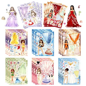 8 sheets princess dress up stickers waterproof aesthetic cute journal phone laptop decals