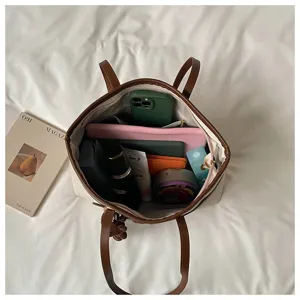 Detailed top view of the large capacity tote bag interior structure and storage capacity.