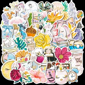 50 Stk. Goldfolie Ästhetische Aufkleber Wasserdichte Sticker für Laptop Handy Tagebuch