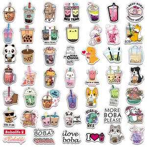 50 Pcs Cute Bubble Tea Stickers Waterproof Vinyl Decals for Laptop Water Bottle Case