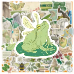 Gruener vintage feen frosch wasserdichter aufkleber fuer laptop handy deko sticker.