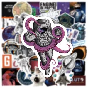 50 pcs pegatinas de astronauta del espacio graffiti vinilo impermeable para laptop maleta