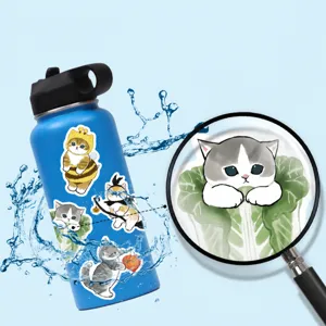 Cute cat stickers waterproof vinyl cartoon animal decals for laptop journal water bottle cute.