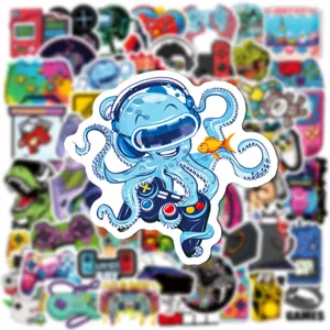 Set di adesivi graffiti in vinile impermeabile, simpatico polpo e controller di gioco.