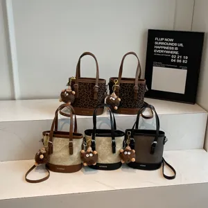 Stijlvolle vrouwen emmer tas retro casual schouder crossbody tas herfst winter handtas