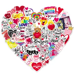 Valentinstag Graffiti Aufkleber Wasserdichte PVC Sticker Ästhetisch Süße Liebesherz Laptop Tagebuch Wasserflasche Dekor