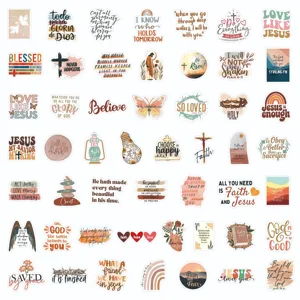 50 Stk. Bohemien Christliche Bibelverse Aufkleber wasserdicht DIY Vinyl Decals für Laptop