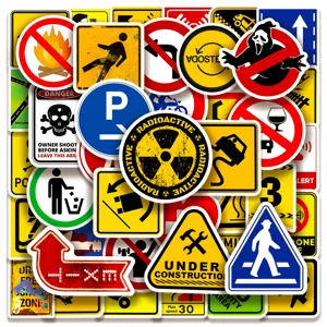 Warning Safety Warning Signs Stickers Waterproof Graffiti Decals For Skateboard Water Bottle Laptop Decoration